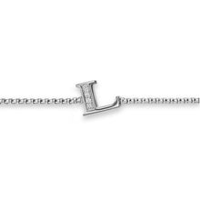 Load image into Gallery viewer, Petite Initial Chain Bracelet in Sterling Silver with Diamond L