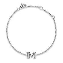 Load image into Gallery viewer, Petite Initial Chain Bracelet in Sterling Silver with Diamond M
