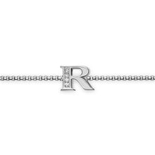 Load image into Gallery viewer, Petite Initial Chain Bracelet in Sterling Silver with Diamond R