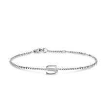Load image into Gallery viewer, Petite Initial Chain Bracelet in Sterling Silver with Diamond S