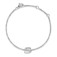 Load image into Gallery viewer, Petite Initial Chain Bracelet in Sterling Silver with Diamond S