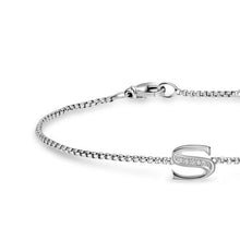 Load image into Gallery viewer, Petite Initial Chain Bracelet in Sterling Silver with Diamond S