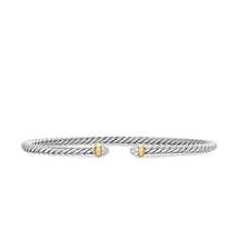 Load image into Gallery viewer, Micro Cable Flex Bracelet in Sterling Silver with 14K Yellow Gold and Diamonds, 2.6mm