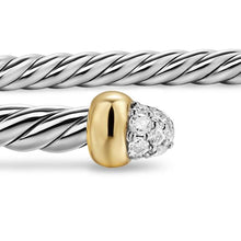 Load image into Gallery viewer, Micro Cable Flex Bracelet in Sterling Silver with 14K Yellow Gold and Diamonds, 2.6mm