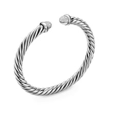 Load image into Gallery viewer, Cable Flex Bracelet in Sterling Silver with Pave Diamond Domes, 6mm