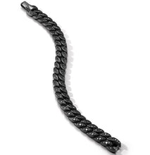 Load image into Gallery viewer, Curb Chain Bracelet in Black Titanium with Black Diamonds, 11.5mm