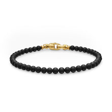 Load image into Gallery viewer, Spiritual Beads Bracelet with Black Onyx and 18K Yellow Gold, 4mm