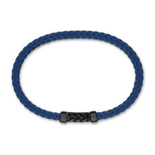 Load image into Gallery viewer, Chevron Bracelet in Blue Rubber with Black Titanium, 6mm