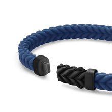 Load image into Gallery viewer, Chevron Bracelet in Blue Rubber with Black Titanium, 6mm
