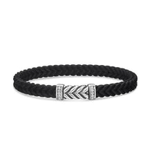Load image into Gallery viewer, Chevron Bracelet in Black Rubber with Diamonds and Sterling Silver, 6mm