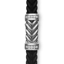 Load image into Gallery viewer, Chevron Bracelet in Black Rubber with Diamonds and Sterling Silver, 6mm