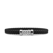 Load image into Gallery viewer, Chevron Bracelet in Black Rubber with Sterling Silver, 6mm