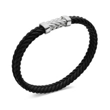 Load image into Gallery viewer, Chevron Bracelet in Black Rubber with Sterling Silver, 6mm