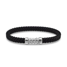 Load image into Gallery viewer, Chevron Bracelet in Black Rubber with Sterling Silver, 6mm