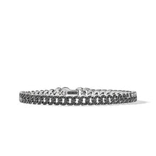 Load image into Gallery viewer, Curb Chain Bracelet in Sterling Silver with Pave Black Diamonds