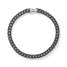 Load image into Gallery viewer, Curb Chain Bracelet in Sterling Silver with Pave Black Diamonds