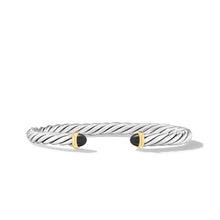 Load image into Gallery viewer, Cable Cuff Bracelet in Sterling Silver with 14K Yellow Gold and Black Onyx, 6mm
