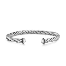 Load image into Gallery viewer, Cable Cuff Bracelet in Sterling Silver with Pave Black Diamonds, 6mm