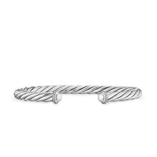 Load image into Gallery viewer, Cable Cuff Bracelet in Sterling Silver with Pave Diamonds, 6mm