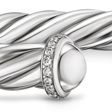 Load image into Gallery viewer, Cable Cuff Bracelet in Sterling Silver with Pave Diamonds, 6mm