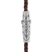 Load image into Gallery viewer, Chevron Triple Wrap Bracelet in Brown Leather with Sterling Silver, 3mm