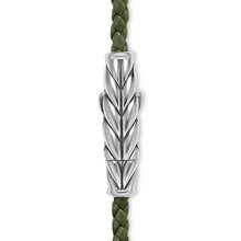 Load image into Gallery viewer, Chevron Triple Wrap Bracelet in Green Leather with Sterling Silver, 3mm
