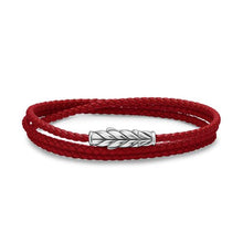Load image into Gallery viewer, Chevron Triple Wrap Bracelet in Red Leather with Sterling Silver, 3mm