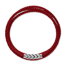 Load image into Gallery viewer, Chevron Triple Wrap Bracelet in Red Leather with Sterling Silver, 3mm