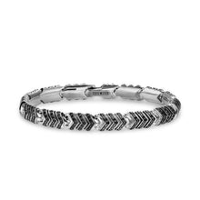 Load image into Gallery viewer, Chevron Link Bracelet in Sterling Silver with Black Diamonds, 7.6mm