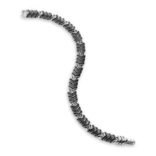 Load image into Gallery viewer, Chevron Link Bracelet in Sterling Silver with Black Diamonds, 7.6mm