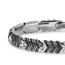 Load image into Gallery viewer, Chevron Link Bracelet in Sterling Silver with Black Diamonds, 7.6mm