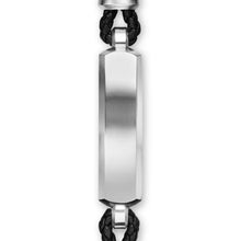 Load image into Gallery viewer, Streamline ID Bar Bracelet in Black Leather with Sterling Silver, 10mm