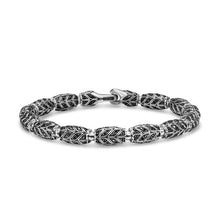 Load image into Gallery viewer, Chevron Bead Bracelet in Sterling Silver with Black Diamonds, 7.5mm