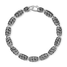 Load image into Gallery viewer, Chevron Bead Bracelet in Sterling Silver with Black Diamonds, 7.5mm