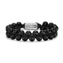 Load image into Gallery viewer, Spiritual Beads Two Row Woven Bracelet with Black Onyx, Black Nylon and Sterling Silver, 8mm