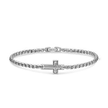 Load image into Gallery viewer, Cross Station Bracelet in Sterling Silver, 3.6mm