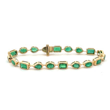 Load image into Gallery viewer, Royal Collection Yellow Gold Multi-Shape Emerald Chain Bracelet