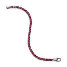 Load image into Gallery viewer, Box Chain Bracelet in Sterling Silver with Burgundy Stainless Steel, 5mm