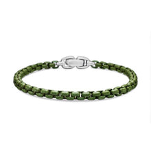 Load image into Gallery viewer, Box Chain Bracelet in Sterling Silver with Green Stainless Steel, 5mm
