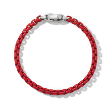 Load image into Gallery viewer, Box Chain Bracelet in Sterling Silver with Red Stainless Steel