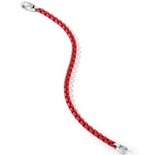 Load image into Gallery viewer, Box Chain Bracelet in Sterling Silver with Red Stainless Steel