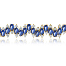 Load image into Gallery viewer, Royal Collection 14K Yellow Gold Oval Sapphire & Diamond Bracelet