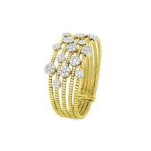 Load image into Gallery viewer, Royal Collection Multi-Strand Yellow Gold Diamond Cluster Tubogas Bangle