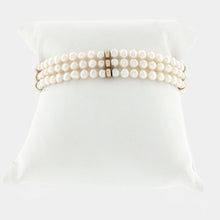 Load image into Gallery viewer, Royal Estate Yellow Gold Three-Strand Pearl Beaded Bracelet