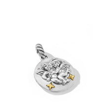 Load image into Gallery viewer, Gemini Amulet in Sterling Silver with 18K Yellow Gold and Diamonds, 19mm