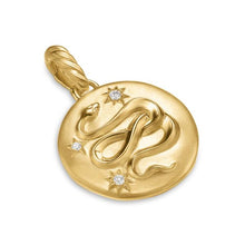 Load image into Gallery viewer, Snake Amulet in 18K Yellow Gold with Diamonds, 18.8mm