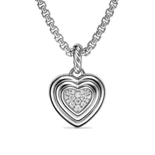Load image into Gallery viewer, Puffy Heart Amulet in Sterling Silver with Diamonds, 17mm