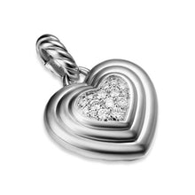 Load image into Gallery viewer, Puffy Heart Amulet in Sterling Silver with Diamonds, 17mm