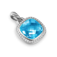 Load image into Gallery viewer, Albion Pendant in Sterling Silver with Blue Topaz and Diamonds, 11mm