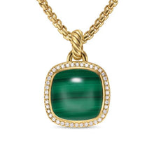 Load image into Gallery viewer, Albion Pendant in 18K Yellow Gold with Malachite and Diamonds, 15mm